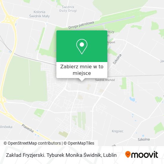 Mapa Zakład Fryzjerski. Tyburek Monika Świdnik