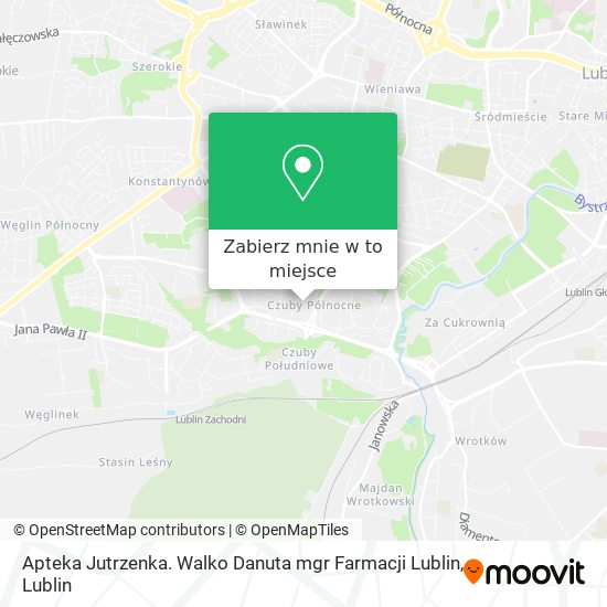 Mapa Apteka Jutrzenka. Walko Danuta mgr Farmacji Lublin