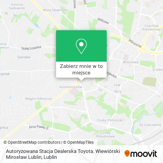 Mapa Autoryzowana Stacja Dealerska Toyota. Wiewiórski Mirosław Lublin