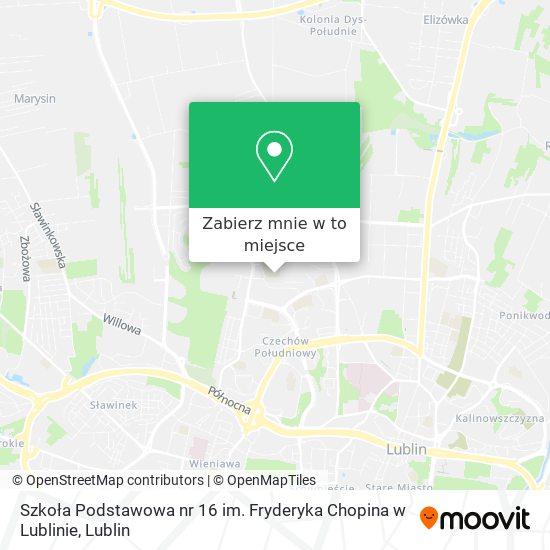 Mapa Szkoła Podstawowa nr 16 im. Fryderyka Chopina w Lublinie