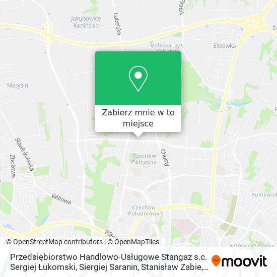 Mapa Przedsiębiorstwo Handlowo-Usługowe Stangaz s.c. Sergiej Łukomski, Siergiej Saranin, Stanisław Zabie