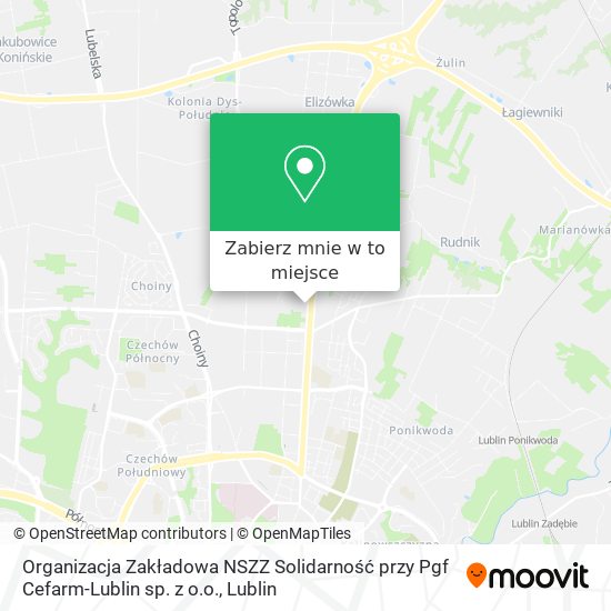 Mapa Organizacja Zakładowa NSZZ Solidarność przy Pgf Cefarm-Lublin sp. z o.o.