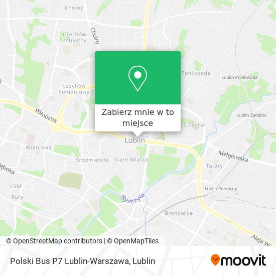 Mapa Polski Bus P7 Lublin-Warszawa