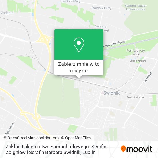 Mapa Zakład Lakiernictwa Samochodowego. Serafin Zbigniew i Serafin Barbara Świdnik