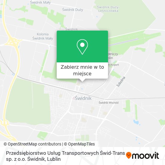 Mapa Przedsiębiorstwo Usług Transportowych Świd-Trans sp. z o.o. Świdnik