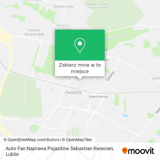 Mapa Auto Fan Naprawa Pojazdów Sebastian Kwiecień