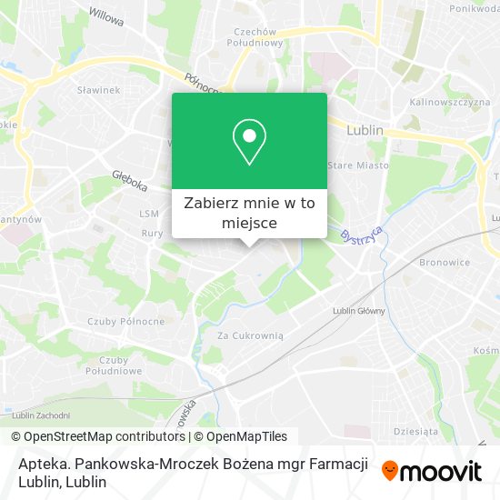Mapa Apteka. Pankowska-Mroczek Bożena mgr Farmacji Lublin