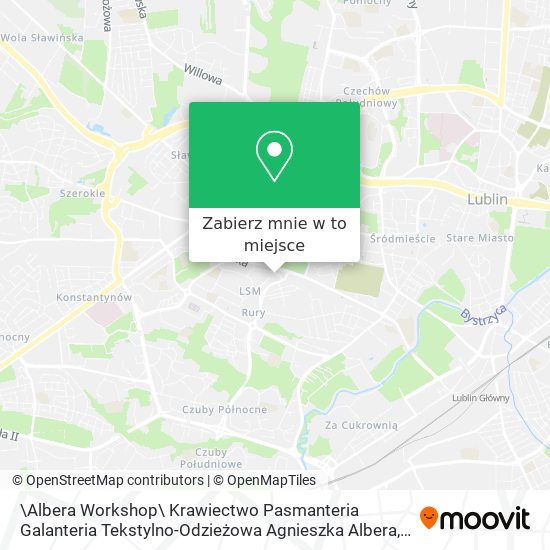 Mapa \Albera Workshop\ Krawiectwo Pasmanteria Galanteria Tekstylno-Odzieżowa Agnieszka Albera