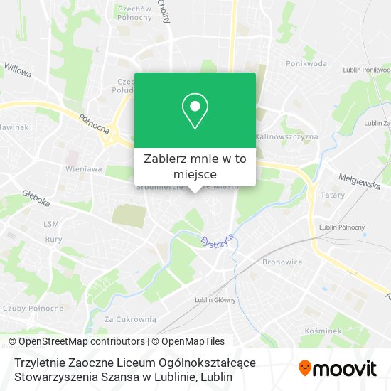 Mapa Trzyletnie Zaoczne Liceum Ogólnokształcące Stowarzyszenia Szansa w Lublinie