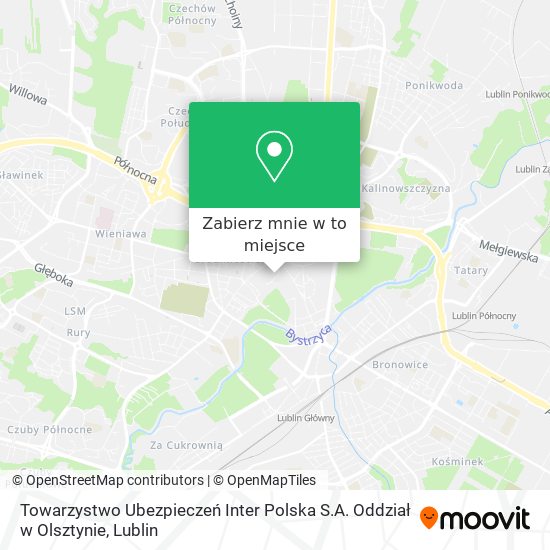 Mapa Towarzystwo Ubezpieczeń Inter Polska S.A. Oddział w Olsztynie