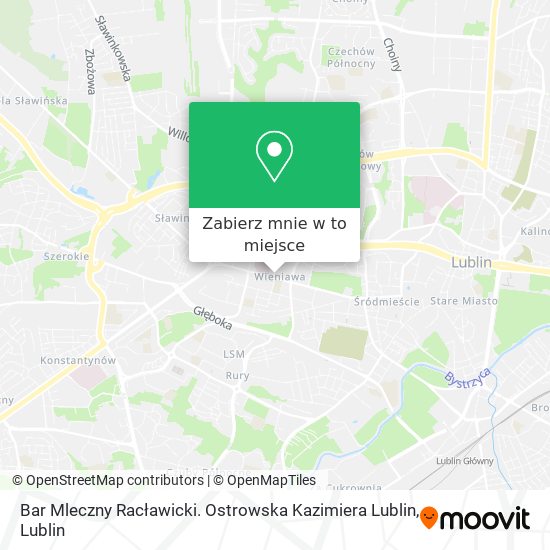 Mapa Bar Mleczny Racławicki. Ostrowska Kazimiera Lublin