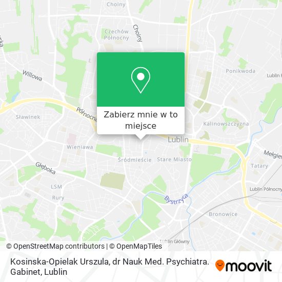 Mapa Kosinska-Opielak Urszula, dr Nauk Med. Psychiatra. Gabinet