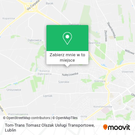 Mapa Tom-Trans Tomasz Olszak Usługi Transportowe