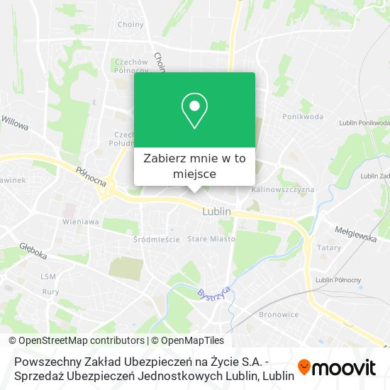 Mapa Powszechny Zakład Ubezpieczeń na Życie S.A. - Sprzedaż Ubezpieczeń Jednostkowych Lublin