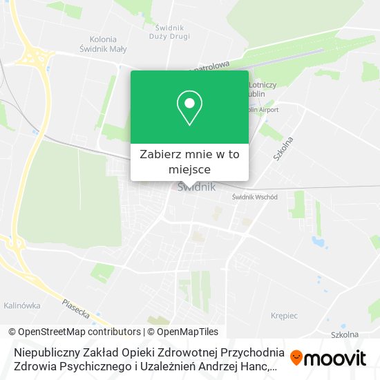 Mapa Niepubliczny Zakład Opieki Zdrowotnej Przychodnia Zdrowia Psychicznego i Uzależnień Andrzej Hanc