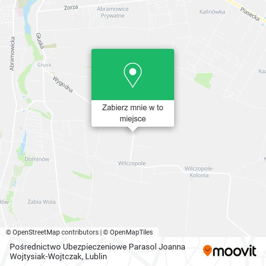 Mapa Pośrednictwo Ubezpieczeniowe Parasol Joanna Wojtysiak-Wojtczak