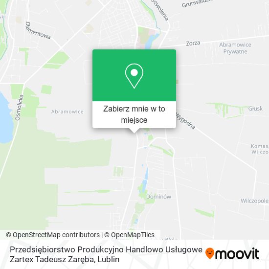 Mapa Przedsiębiorstwo Produkcyjno Handlowo Usługowe Zartex Tadeusz Zaręba