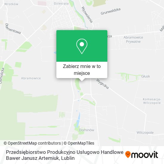 Mapa Przedsiębiorstwo Produkcyjno Usługowo Handlowe Bawer Janusz Artemiuk