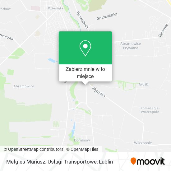 Mapa Mełgieś Mariusz. Usługi Transportowe