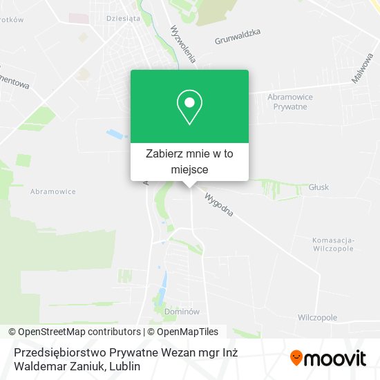 Mapa Przedsiębiorstwo Prywatne Wezan mgr Inż Waldemar Zaniuk