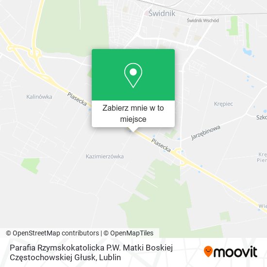 Mapa Parafia Rzymskokatolicka P.W. Matki Boskiej Częstochowskiej Głusk