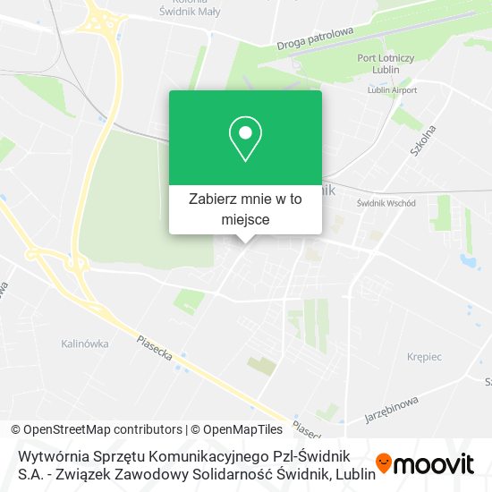 Mapa Wytwórnia Sprzętu Komunikacyjnego Pzl-Świdnik S.A. - Związek Zawodowy Solidarność Świdnik