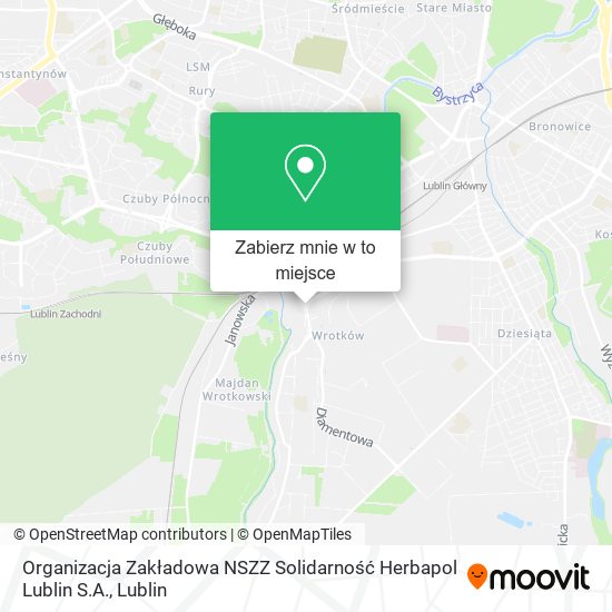 Mapa Organizacja Zakładowa NSZZ Solidarność Herbapol Lublin S.A.