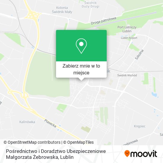 Mapa Pośrednictwo i Doradztwo Ubezpieczeniowe Małgorzata Żebrowska