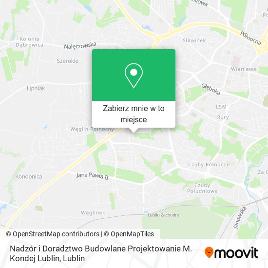 Mapa Nadzór i Doradztwo Budowlane Projektowanie M. Kondej Lublin