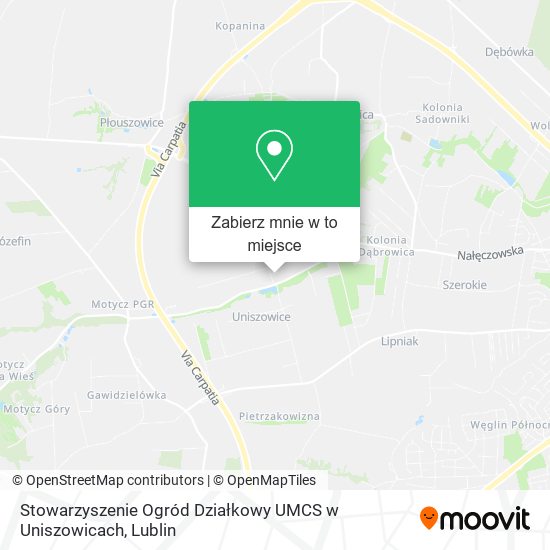 Mapa Stowarzyszenie Ogród Działkowy UMCS w Uniszowicach