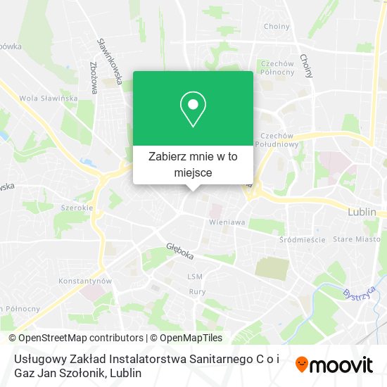 Mapa Usługowy Zakład Instalatorstwa Sanitarnego C o i Gaz Jan Szołonik