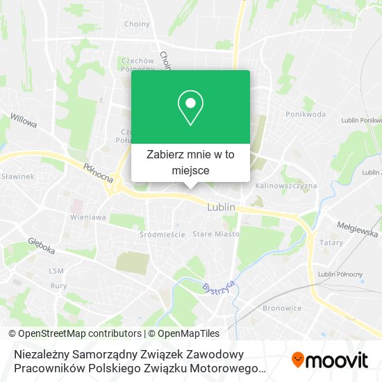 Mapa Niezależny Samorządny Związek Zawodowy Pracowników Polskiego Związku Motorowego Okręgowego Zespołu