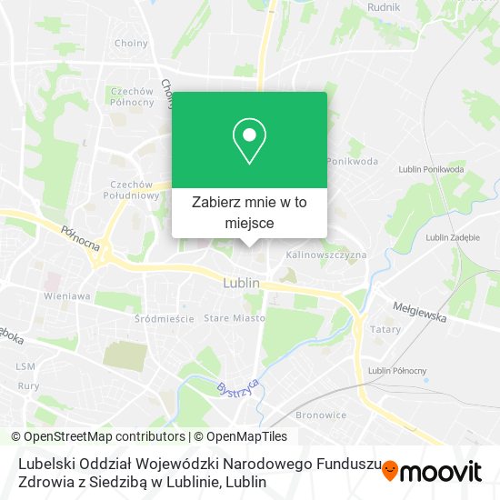 Mapa Lubelski Oddział Wojewódzki Narodowego Funduszu Zdrowia z Siedzibą w Lublinie