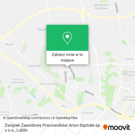 Mapa Związek Zawodowy Pracowników Arion Szpitale sp. z o.o.
