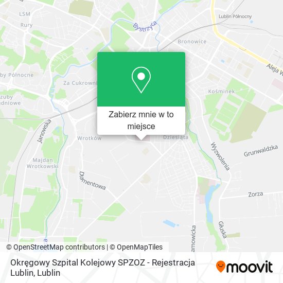 Mapa Okręgowy Szpital Kolejowy SPZOZ - Rejestracja Lublin