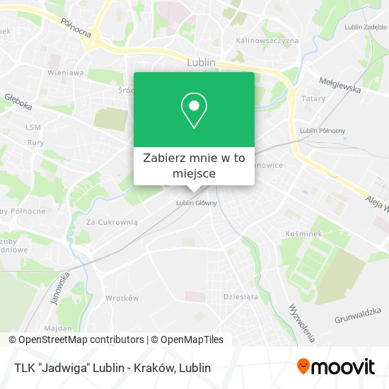 Mapa TLK "Jadwiga" Lublin - Kraków