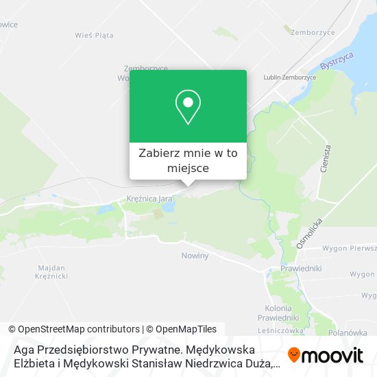 Mapa Aga Przedsiębiorstwo Prywatne. Mędykowska Elżbieta i Mędykowski Stanisław Niedrzwica Duża