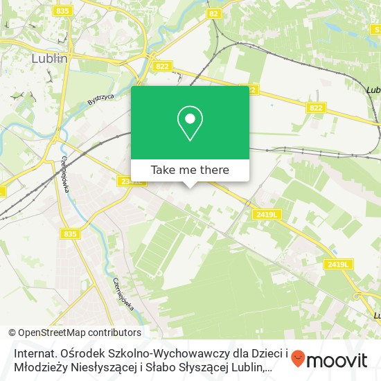 Mapa Internat. Ośrodek Szkolno-Wychowawczy dla Dzieci i Młodzieży Niesłyszącej i Słabo Słyszącej Lublin