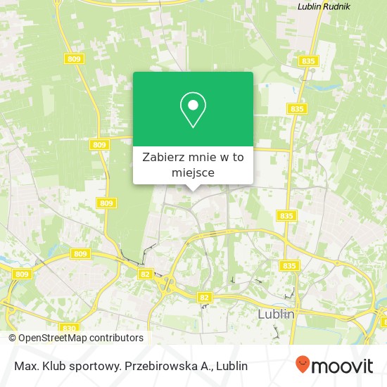 Mapa Max. Klub sportowy. Przebirowska A.