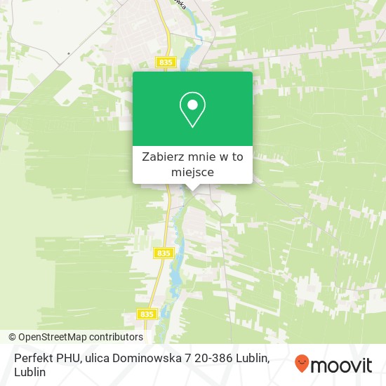 Mapa Perfekt PHU, ulica Dominowska 7 20-386 Lublin