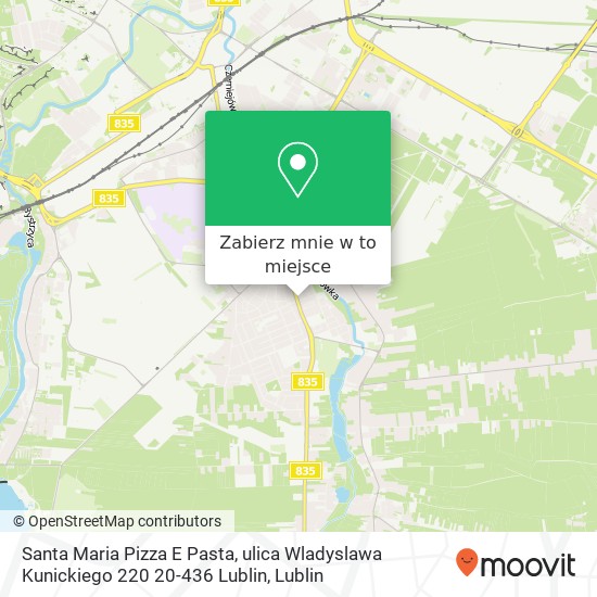 Mapa Santa Maria Pizza E Pasta, ulica Wladyslawa Kunickiego 220 20-436 Lublin
