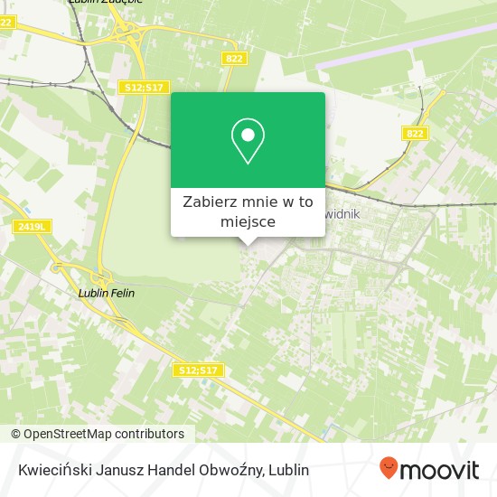 Mapa Kwieciński Janusz Handel Obwoźny, ulica Jodlowa 4 21-040 Swidnik