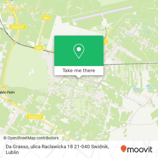 Mapa Da Grasso, ulica Raclawicka 18 21-040 Swidnik