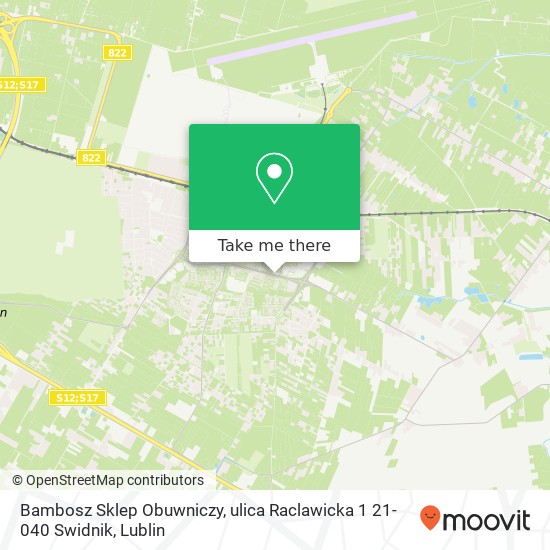 Mapa Bambosz Sklep Obuwniczy, ulica Raclawicka 1 21-040 Swidnik