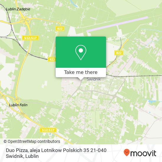 Mapa Duo Pizza, aleja Lotnikow Polskich 35 21-040 Swidnik
