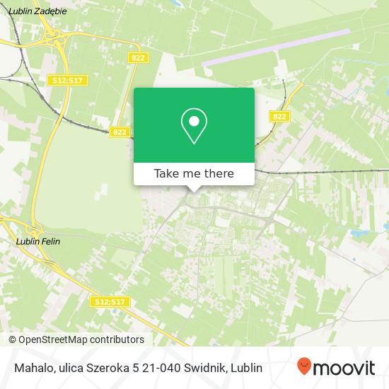 Mapa Mahalo, ulica Szeroka 5 21-040 Swidnik