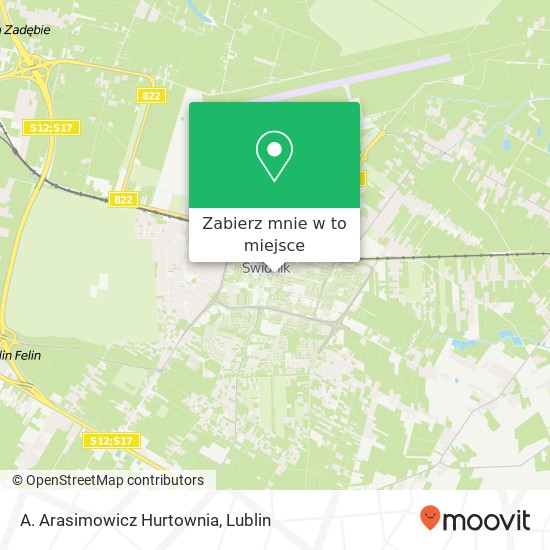 Mapa A. Arasimowicz Hurtownia, ulica 3 Maja 1 21-040 Swidnik