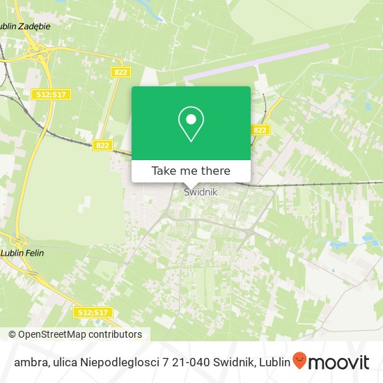 Mapa ambra, ulica Niepodleglosci 7 21-040 Swidnik