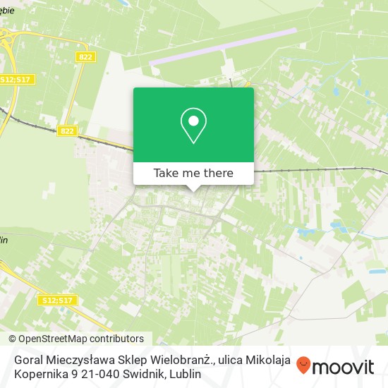 Mapa Goral Mieczysława Sklep Wielobranż., ulica Mikolaja Kopernika 9 21-040 Swidnik