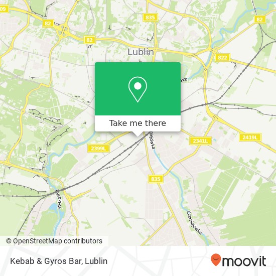 Mapa Kebab & Gyros Bar, ulica Pocztowa 2 20-408 Lublin